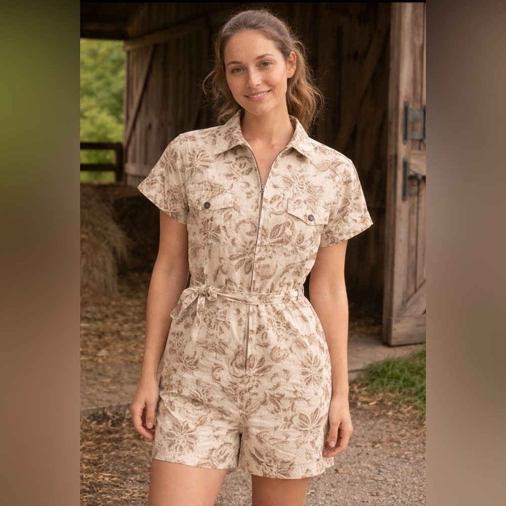 White Stag Beige Floral Jumpsuit